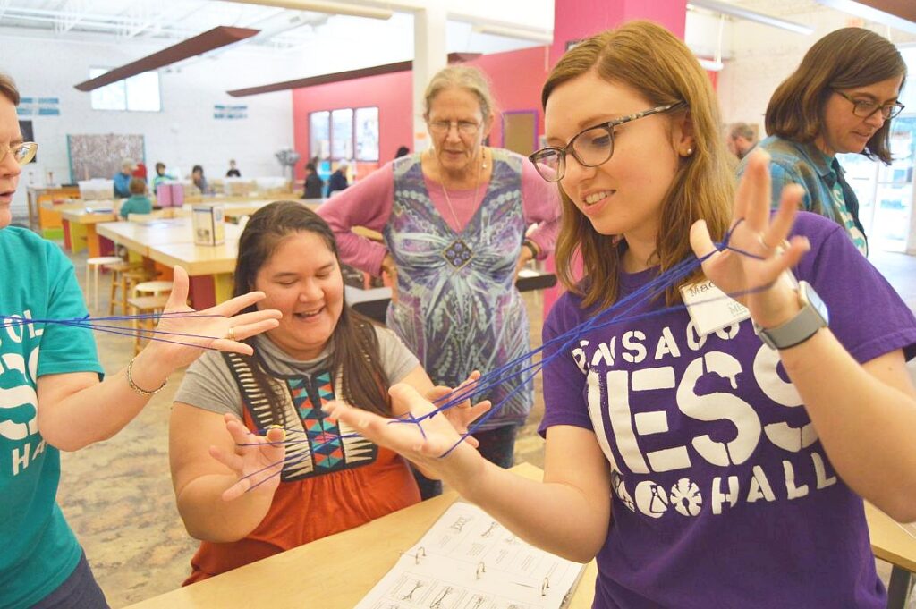 Staff demonstrating for visitors